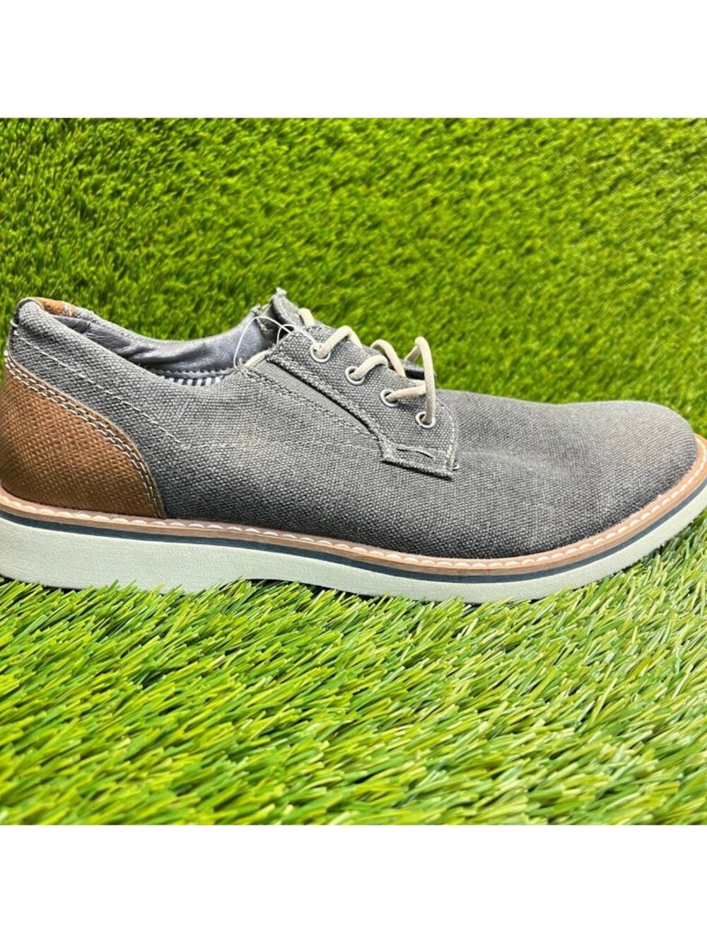 Nunn Bush Barklay Mens Size 8 Gray Brown Casual Classic Plain Toe Oxford Shoes